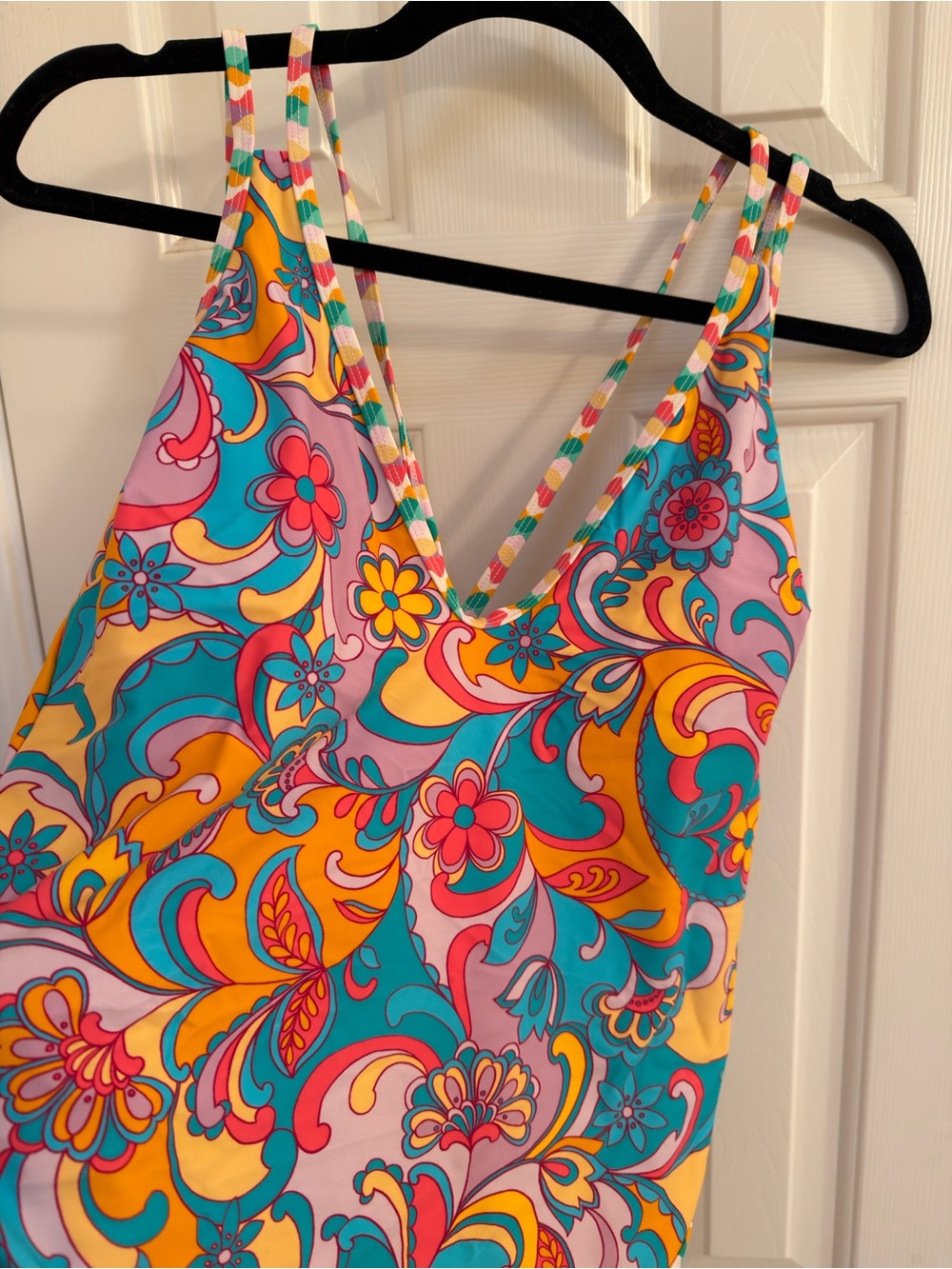 Cupshe Boho Wavy Paisley Strappy Tie Back One-Piece Swimsuit - Picture 5 of 8